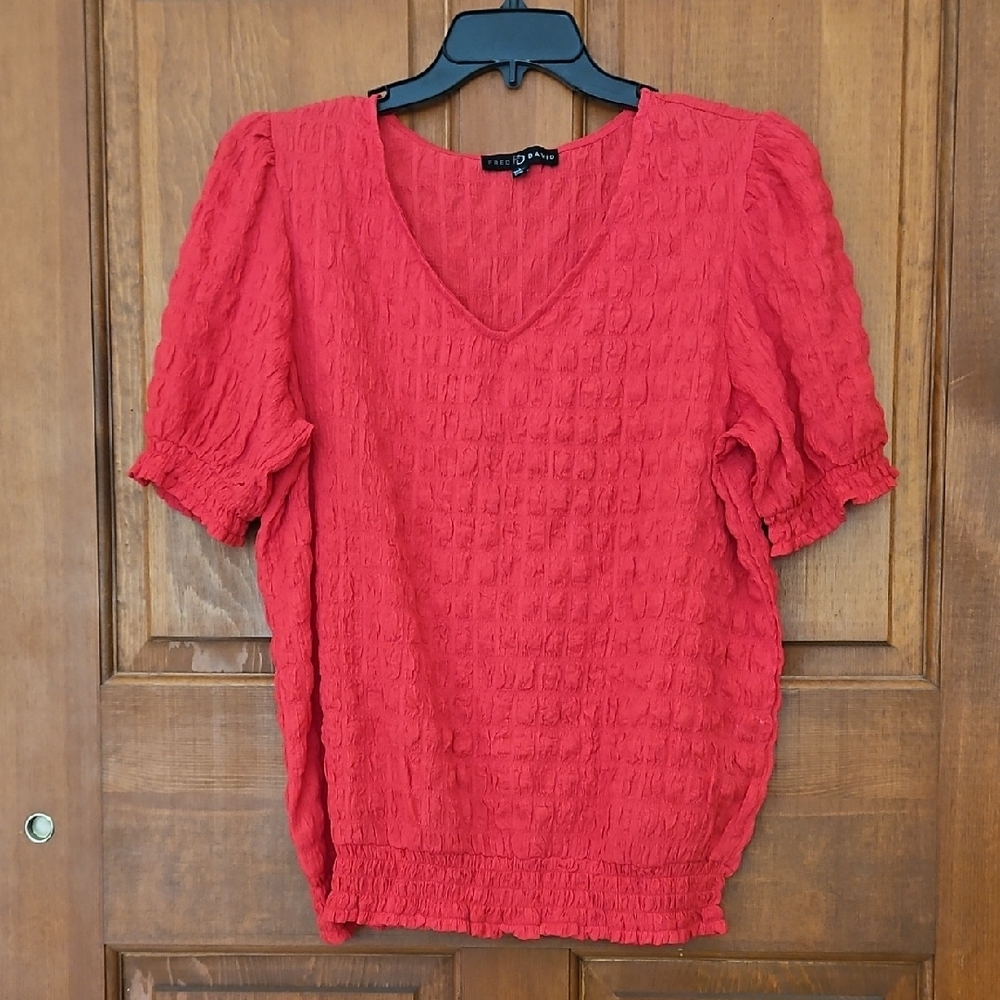 Fred David Red Textured Blouse